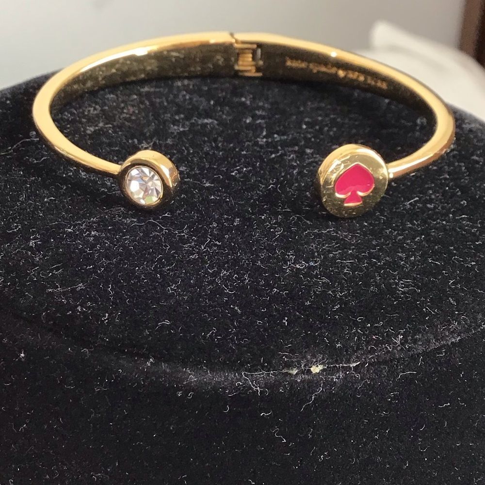 kate spade Gold Tone Bracelet with Pink Spade Accent and Crystal